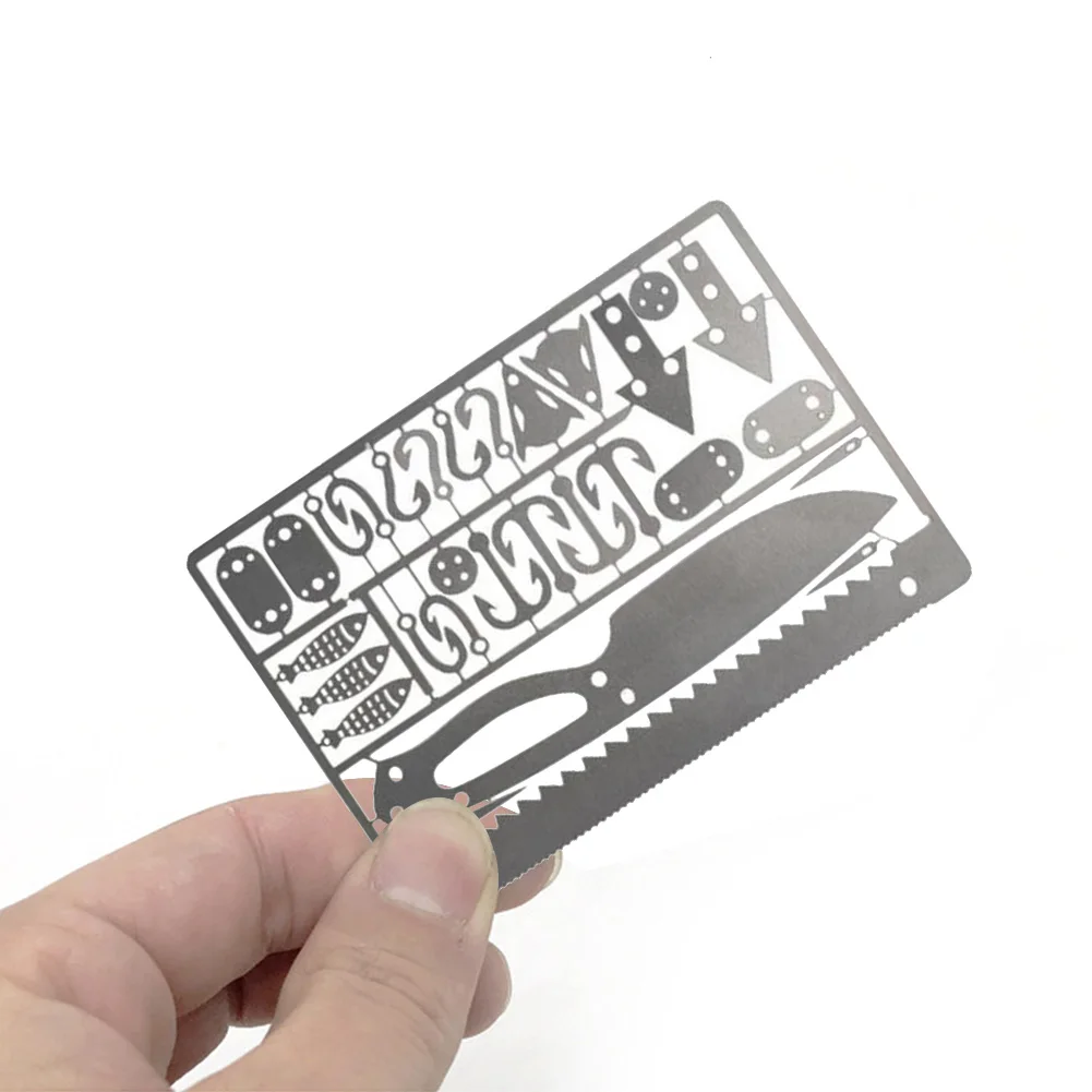 Stainless Steel Outdoor EDC Tool Survival Fishing Hook Card Portable Camping Hiking Emergency Multifunctional Tool Cards survival tool