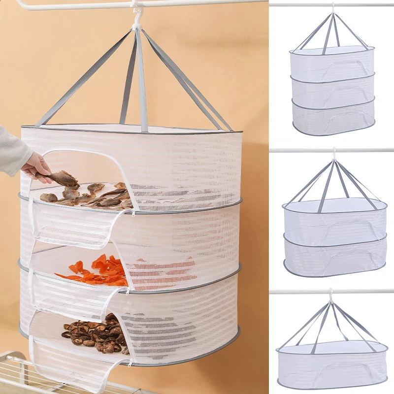 

1/2/3 Layers Foldable Hanging Insecticide-Proof Drying Net Clothing Quilt Vegetables Fruit Makeup Egg Brush Sun Basket