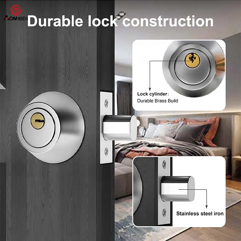 304 Stainless Steel Anti-theft Door Lock Three keys pure brass lock cylinder durable and rust-proof adjustable deadbolt