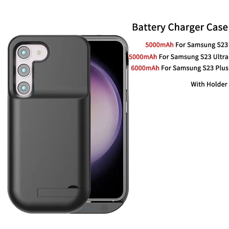 

Чехол с зарядным устройством для Samsung Galaxy S23 Ultra S23 5000 мАч/6000 мАч, чехол с зарядным устройством для Samsung S23 Plus, чехол с аккумулятором