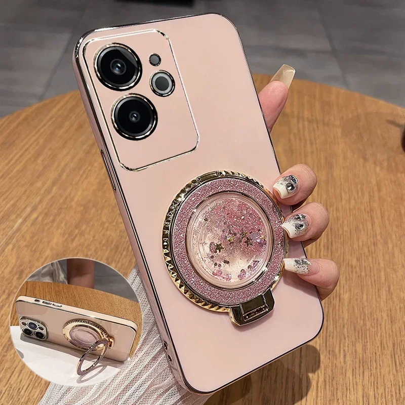 Plating Silicone Quicksand Stand Holder Case