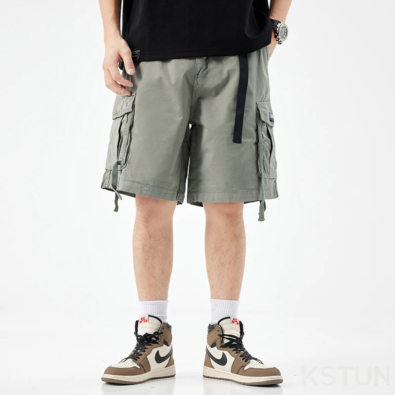 New Men's Casual Cargo Shorts Man Overalls Beach Sports Outdoor High Street Fashion Male Short