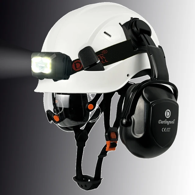 CE Safety Helmet with Built-In Visor and LED Light