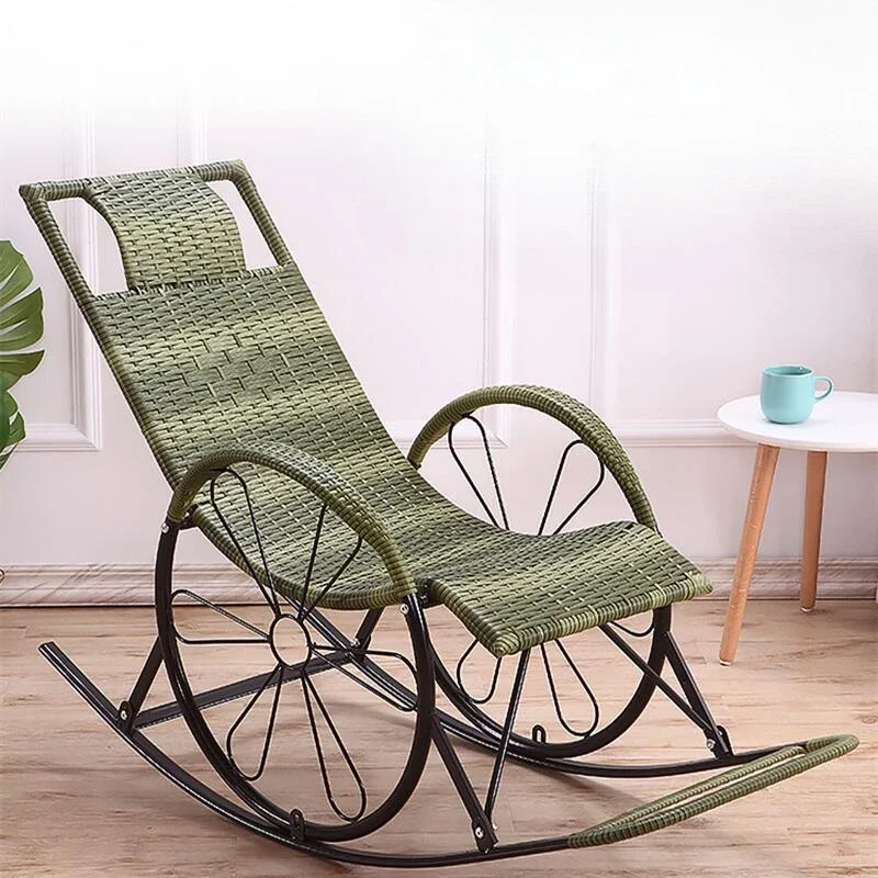 Sedia A Dondolo Chaise Longue Balcone Per Adulti Sedia Per Il Tempo Libero Per Famiglie Sedia In Rattan Per Adulti Per Anziani All'Aperto Per Il Tempo