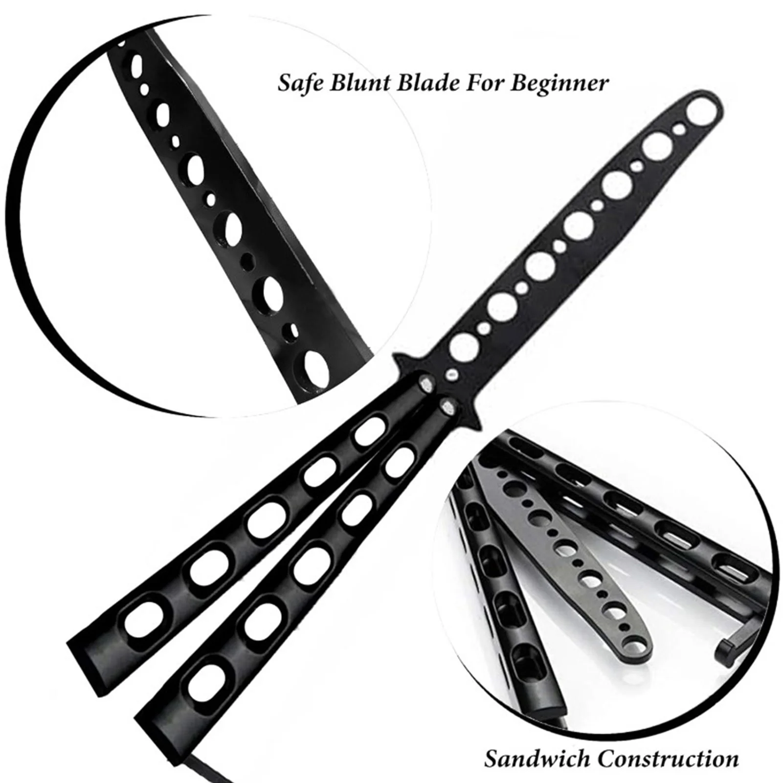 Arts Practice Portable Reversible Deformation Knife Butter Fly Knife Training