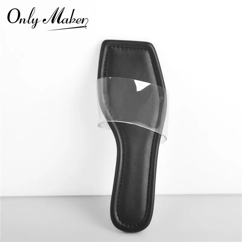 

Onlymaker Women Clear Band Black Big Size Flat Summer Sandals