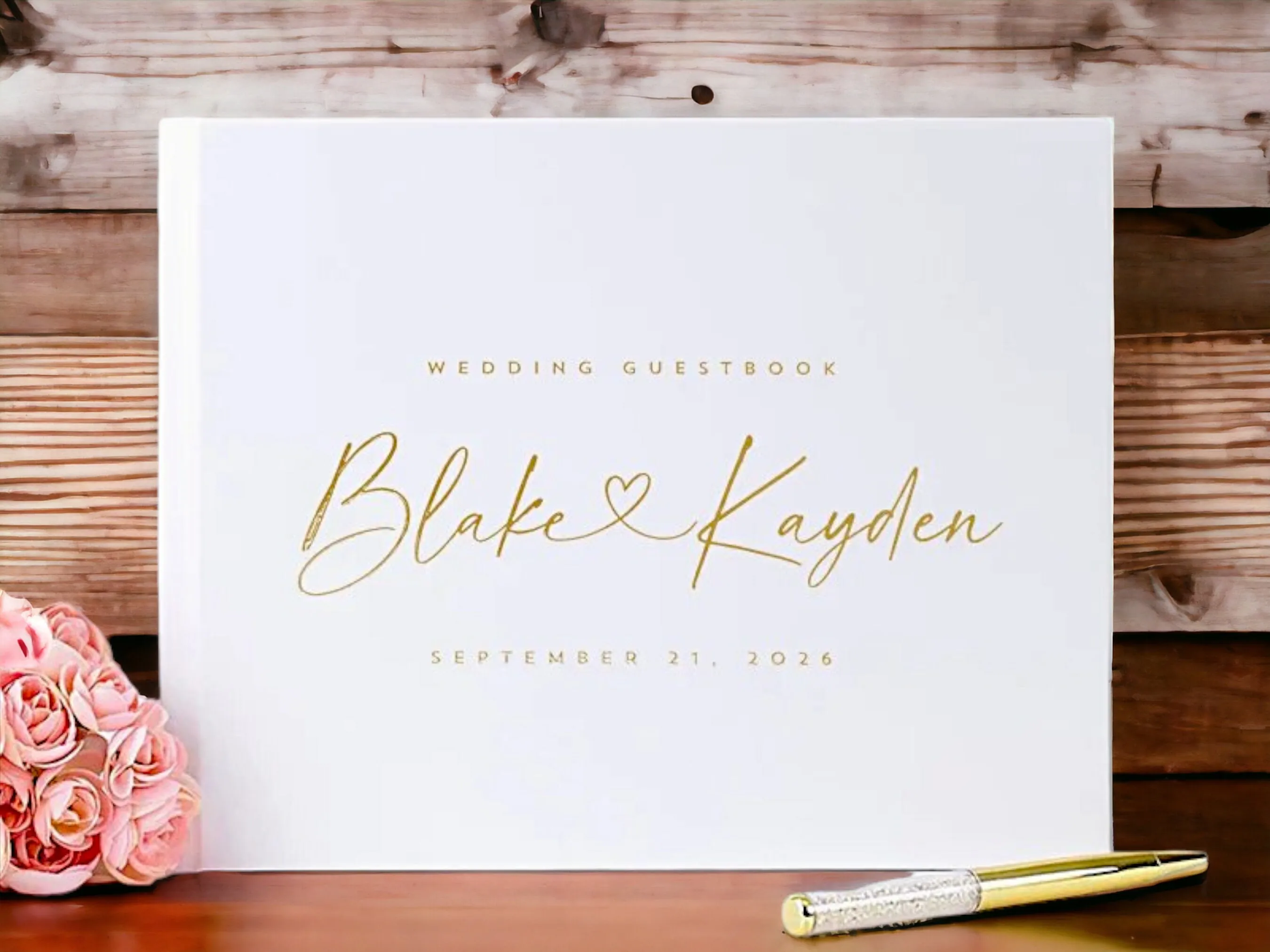 Personalized White Wedding Guest Book Engagement Photo Album Perfect Wedding Gift for Her Memory Scrapbook Keepsake Gift wedding guest book