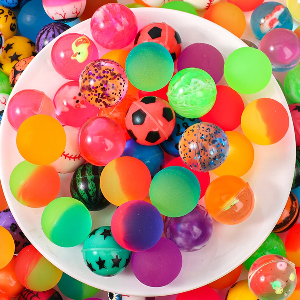 Set De 20 Pelotas Saltarinas De Goma Con Cintas De Colores – Diámetro 25 Mm, Cinta De 25 Cm, Juguete Rebotador Para Niños, Ideal Para Relleno De Bolsas Y Fiestas