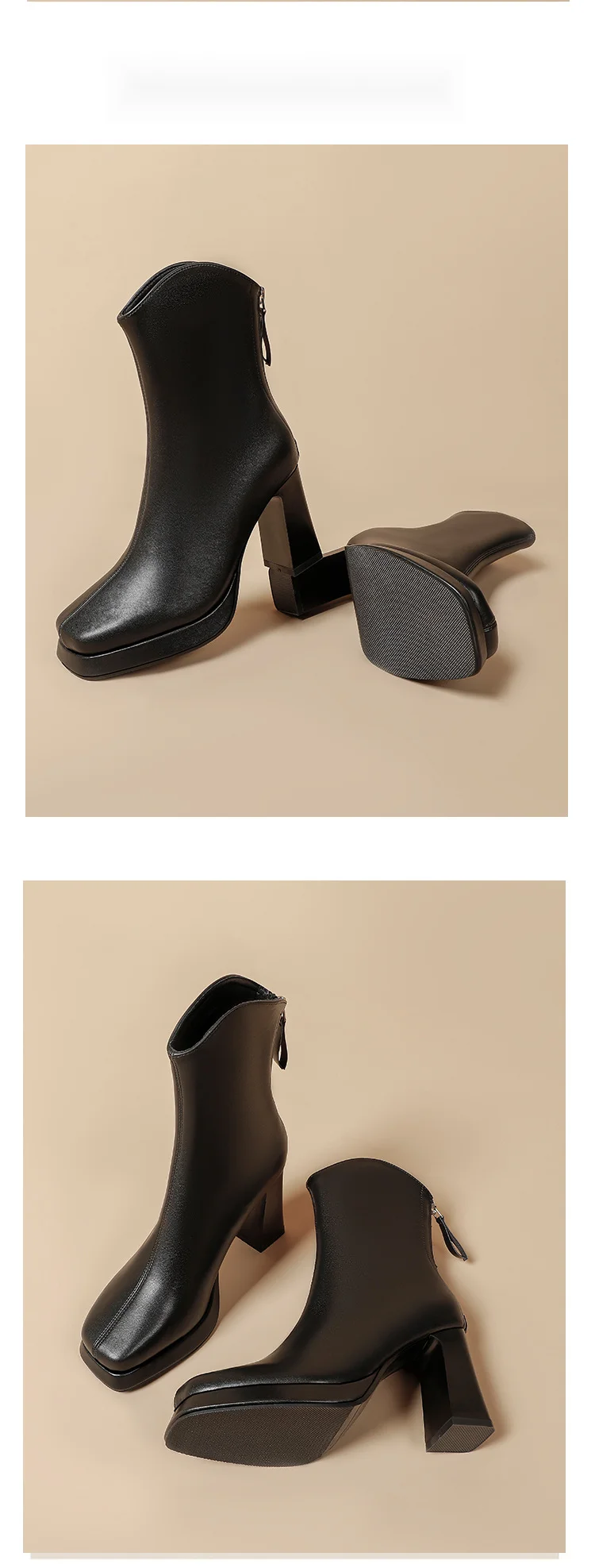 Women's Ankle Boots With Thick Heel And Waterproof Platform_voghion.com