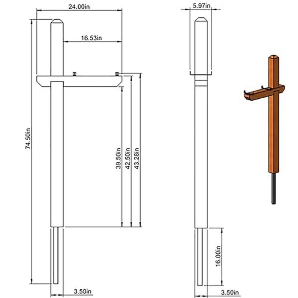 Cedar Wooden Drive-in Mailbox Post with Steel Anchor Easy Assembly and Rustic Charm