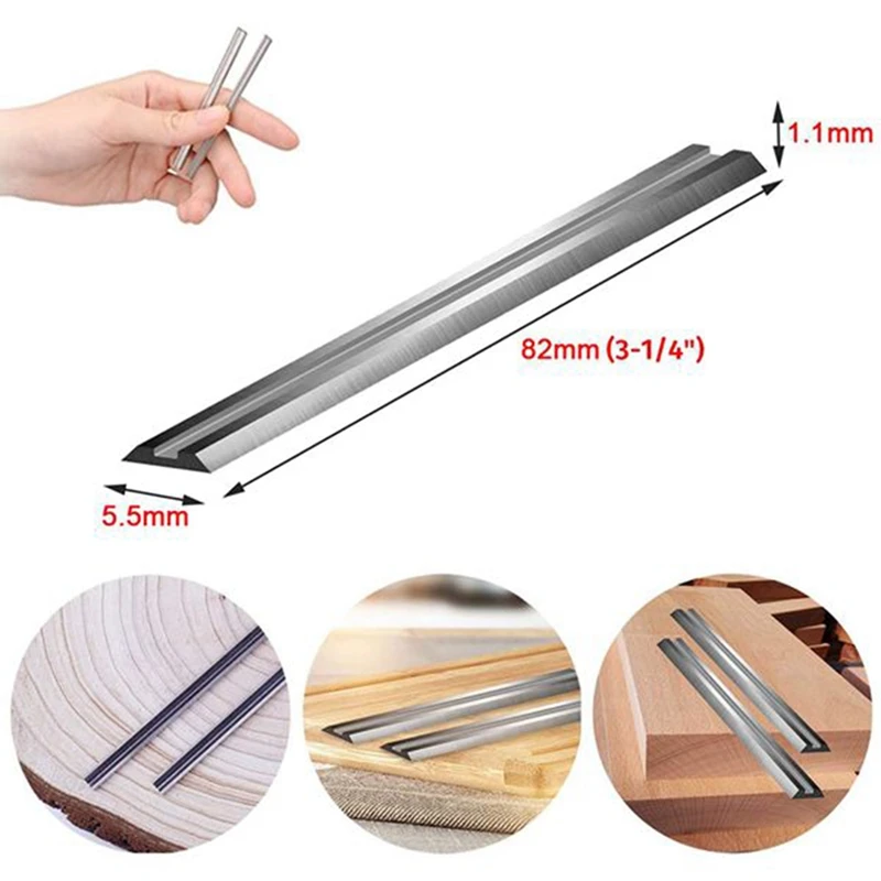 10Pcs/Set 82Mm Carbide Planer Blades For Cutting Soft Hard Woods Ply-Wood Board For Woodworking Machinery Parts