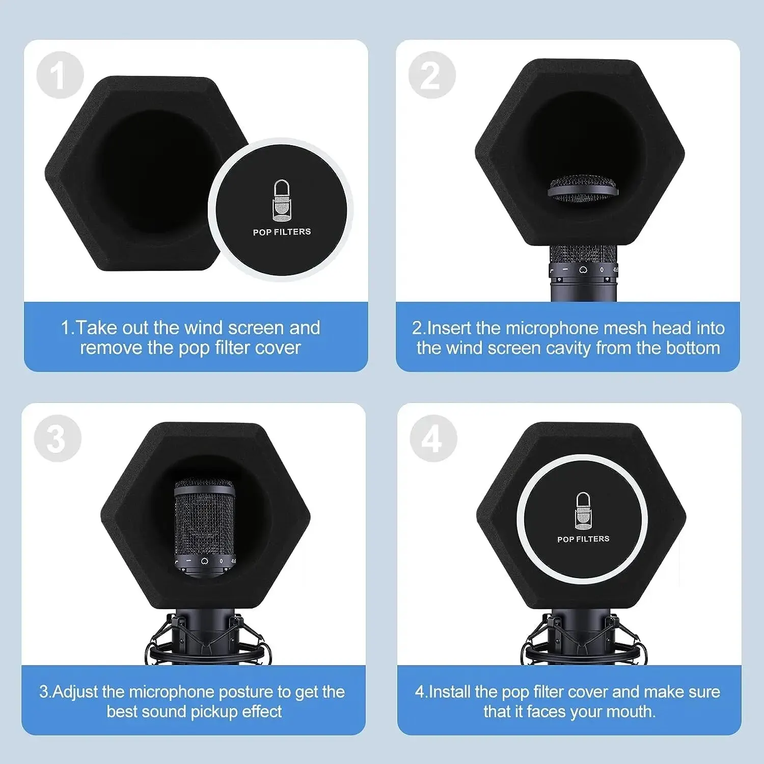 Microphone Pop Filter Microphone Pop Filter Wind Shield Acoustic For Record Studios Mic Sound-absorbing Foam Vocal Isolation Ball
