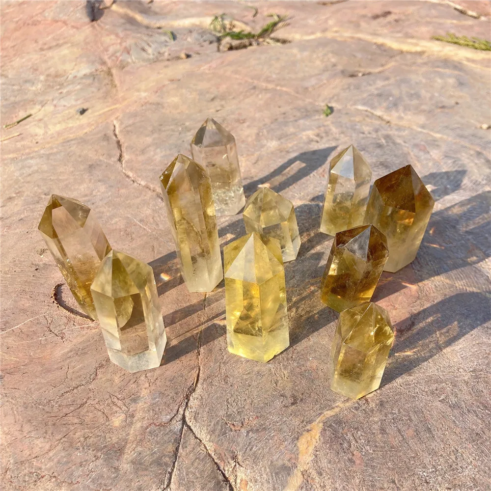 High Quality Brazilian Natural Citrine Crystal Tower Yellow Quartz Point Wand Reiki Healing Stone Ore Specimen Crafts Home Decor 2