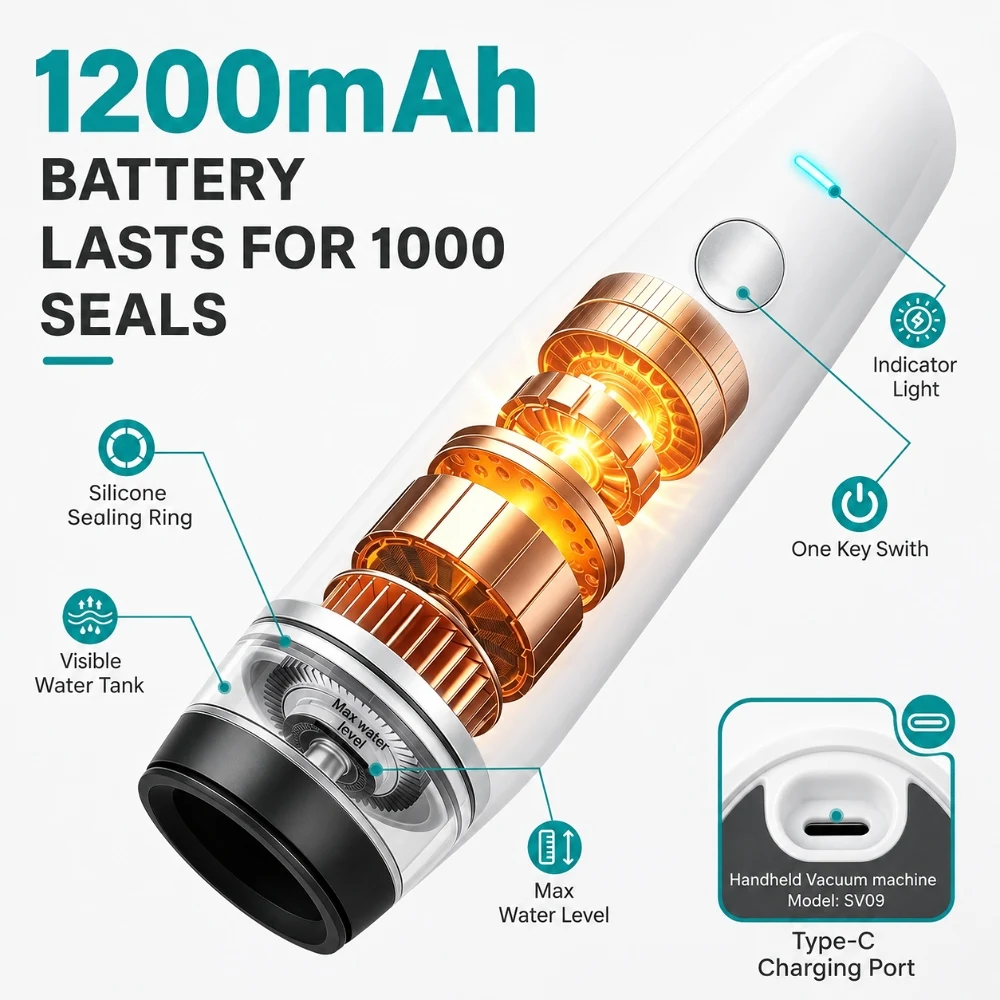 Cordless USB-C Rechargeable Vacuum Sealer Kit 4
