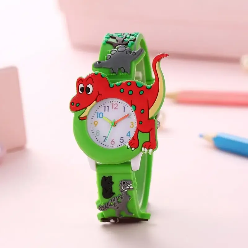Kids Cartoon 3D Dinosaur Silicone Quartz Watch