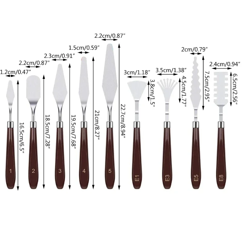9 Pieces Knife Painting Tool Knife Set Stainless Steel Painting Spatula Set for Canvas Acrylic