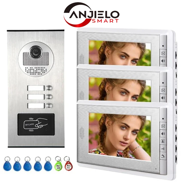 Apartment intercom system 7-inch video doorbell intercom kit aluminum alloy camera can be equipped with 2/3/4 intercom system 1