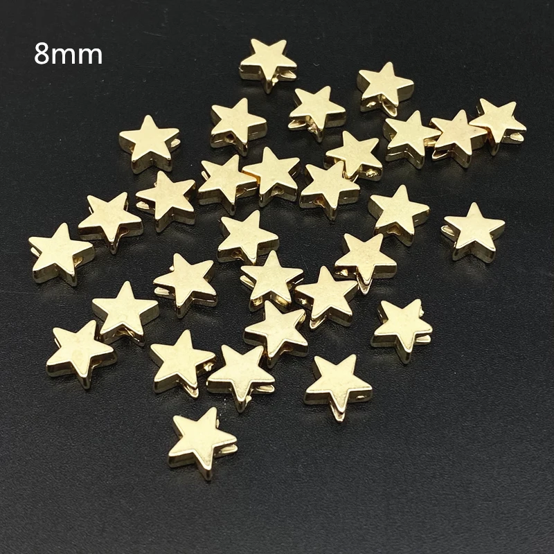 Acrylic Beads 50Pcs about 8mm Star Love Heart Gold Color Loose Spacer CCB Acrylic Beads for DIY Jewelry