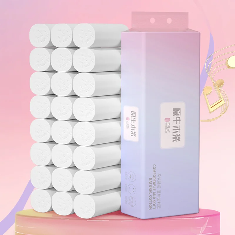Toilet Paper 12 Rolls Toilet Paper Household Wooden Coreless Thickened Hand Tissue