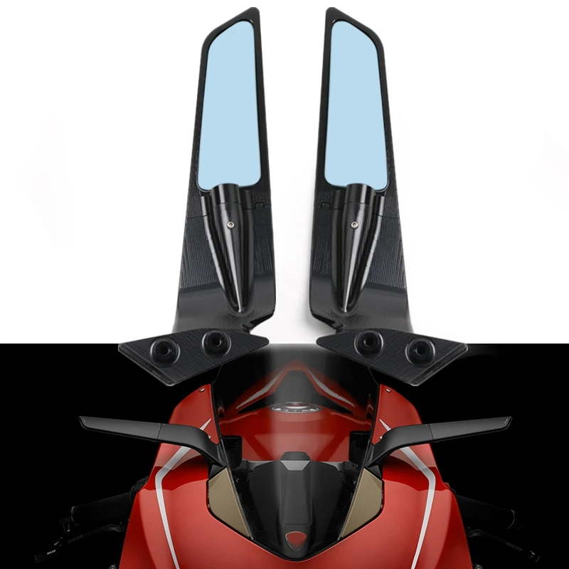 

Мотоциклетные боковые зеркала, модифицированное ветровое крыло, регулируемое вращающееся зеркало заднего вида для Ducati Panigale V2 V42018-2021 Black
