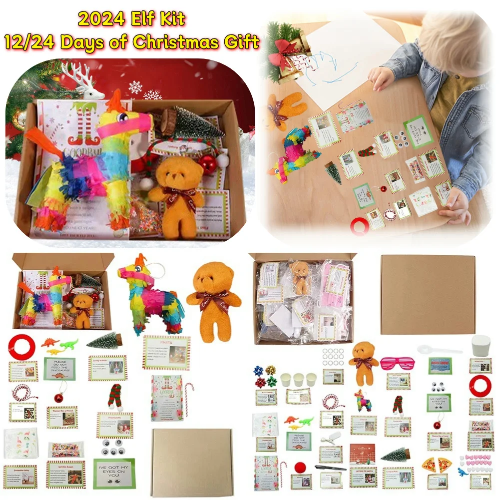 Elf Kit 12/24 Days of Christmas Fun Elf Activities Props on The Shelf Kit Gift for The Children Or Friends and Family