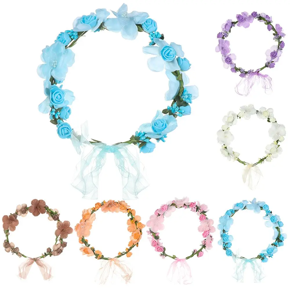 Hair Accessories Beach Wreath Decoration Forehead Hair Band Wedding Garland Flower Hairband Crown Bride Hair Wreaths