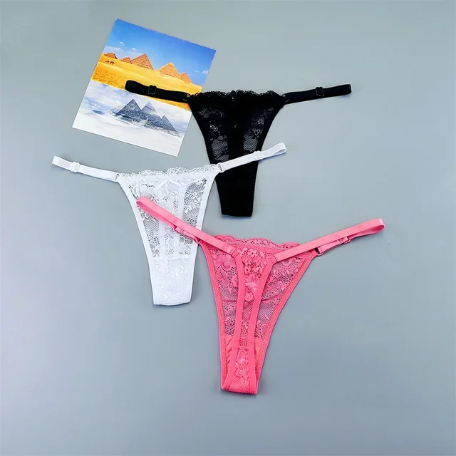 Adjustable Sexy Transparent Thong Panties Women Lace Underwear Low Waist Female T-back String Underpants