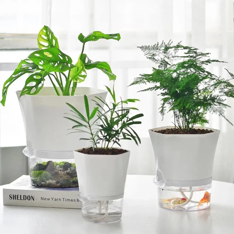Flower Plant Pot Self Watering Planter Transparent Planting Flower Pot Water Storage Basin Stock Garden Supplies Home Decor