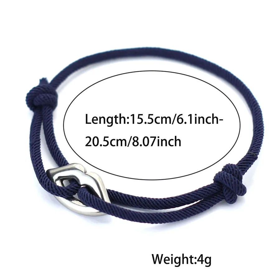 Handmade Red Rope Unisex Adjustable Bracelet with Lip Shape Charm