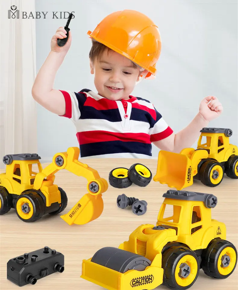 Nut Disassembly Loading Unloading Engineering Truck Excavator Bulldozer Kids Screw Boys Creative Tool Education Toys Car Model assemble toy