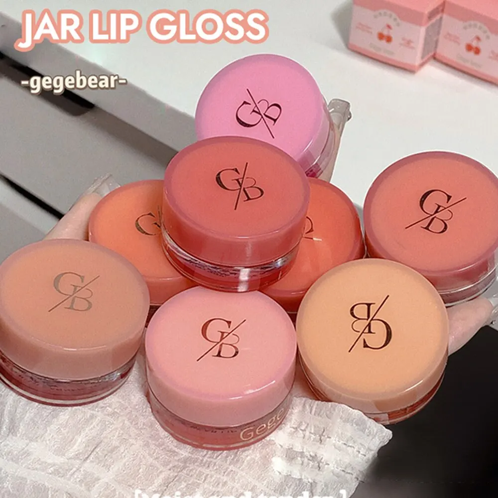Canned Jam Lip Gloss Gege Bear Jam Lip Honey Moisturizing and Shiny Mirror Non Sticky Makeup Lip Glaze 4