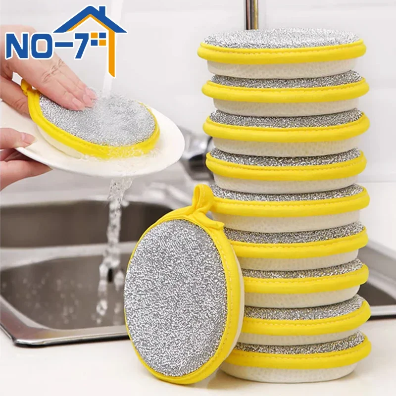 Silicone Cleaning Sponges Scrubber Sponge Set of 7,Kitchen Sponges Dish  Sponges Reusable Sponge Multi-Purpose Washable Colored Sponges for Bathroom