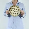 Handmade Weaving Bamboo Sieve Raft Round Dustpan DIY Decorative Fruit Bread Basket Kitchen Storage Trays Home Decor 4