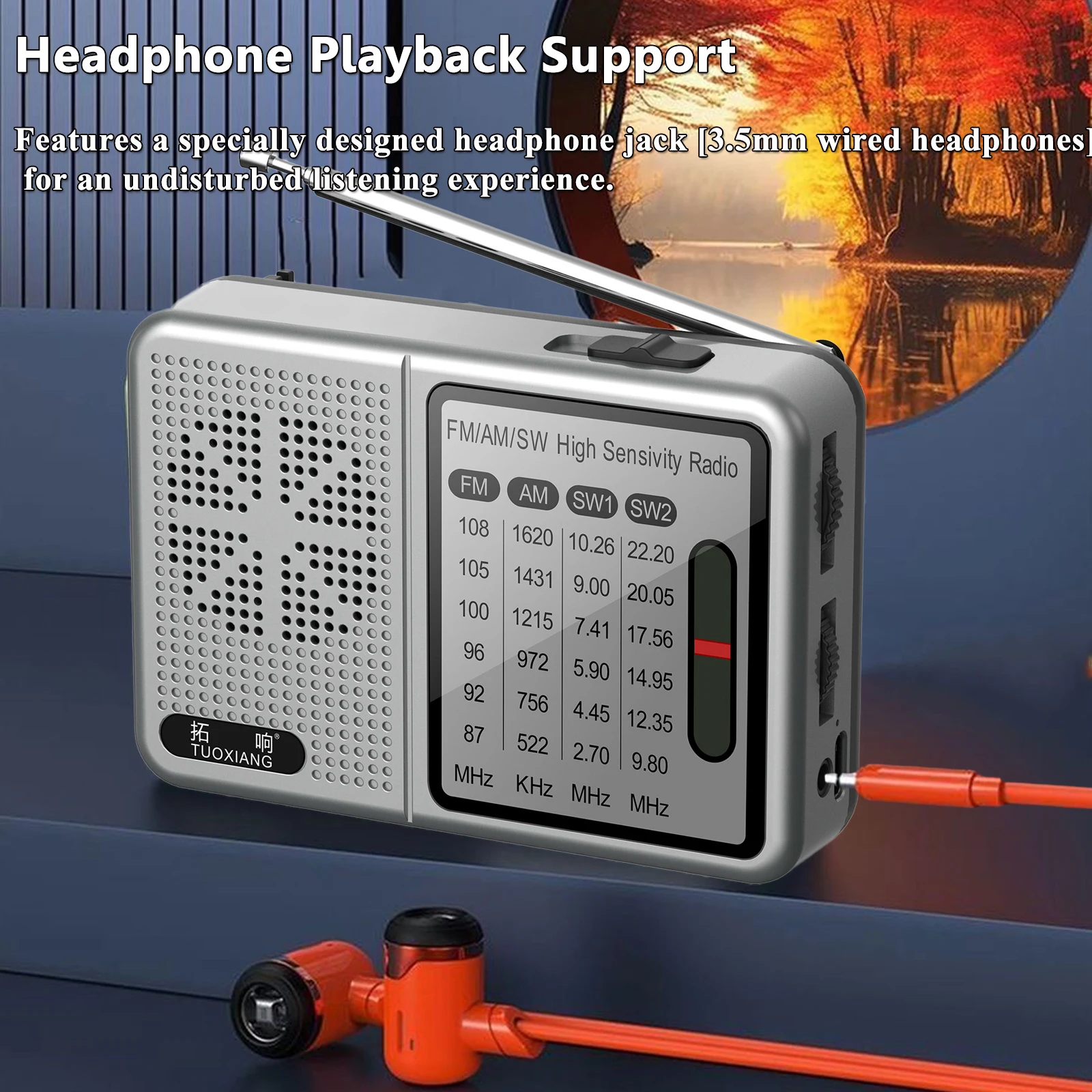 Pocket Radio AM FM SW Rechargeable Portable Radio Built-in High Power  Loudspeaker Support 3.5mm Headphones Play for Elder