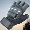 Men's Half Finger Leather Fitness Gloves Bike Sport Gloves Gym Exercise Men Black Rivets Punk Gloves 1