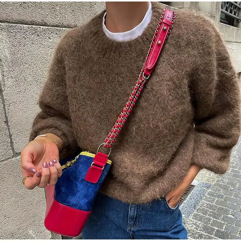 

Women Fashion Chic O Neck Cashmere Sweater Autumn Long Sleeve Knitted Warm Jumpers 2023 Ladies Commuter Streetwear Pullovers.