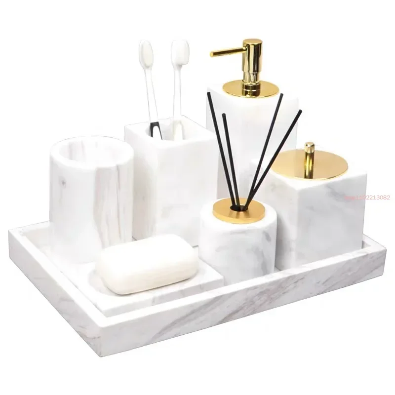 

Accessories Marble Tissue Gargle Wedding Toothbrush Box Cotton Holder Dispensers/dishes Bathroom Swab Soap Tray Cups Gifts Set