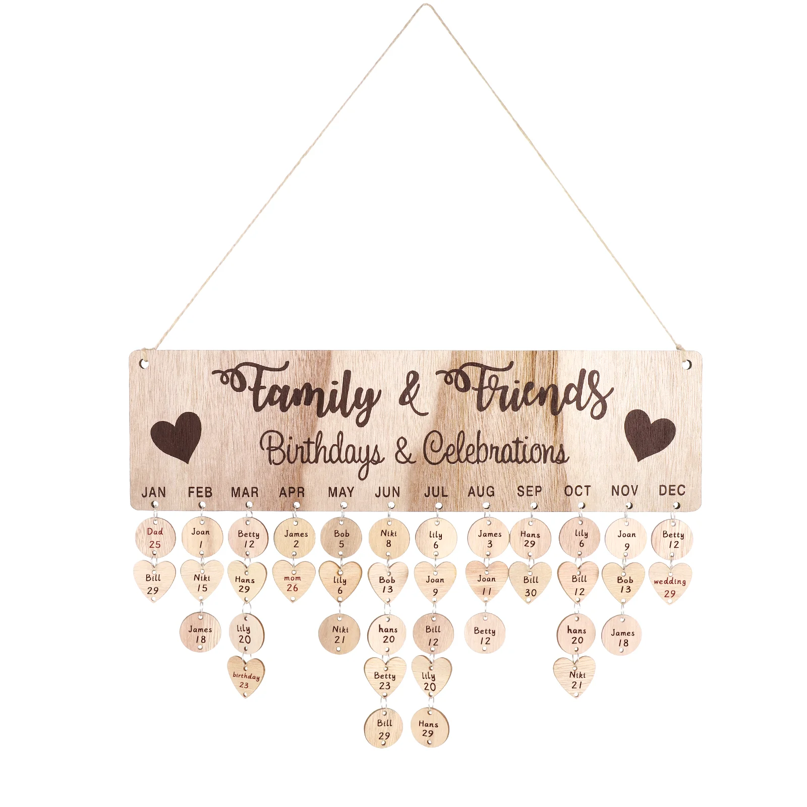 

Calendar Birthday Family Board Hanging Wooden Wall Reminder Plaque Diy Personalized Wood Gifts Date Reminding Vintage Decor Tags