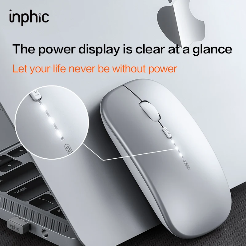 wireless mouse wireless optical mouse INPHIC M1PRO Wireless Mouse Rechargeable Silent Mouse Bluetooth Three-mode Wireless Power Display + TYPE-c Charging