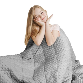 Gray Casual Weighted Blanket Twin for Adults Stress Insomnia Anxiety Heavy Thickened Blanket with Premium Glass Beads 2