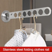 Drying Racks Stainless Steel Wall-mounted Folding Clothes Rail Adjustable Telescopic Clothes Hanger Multi-purpose 2