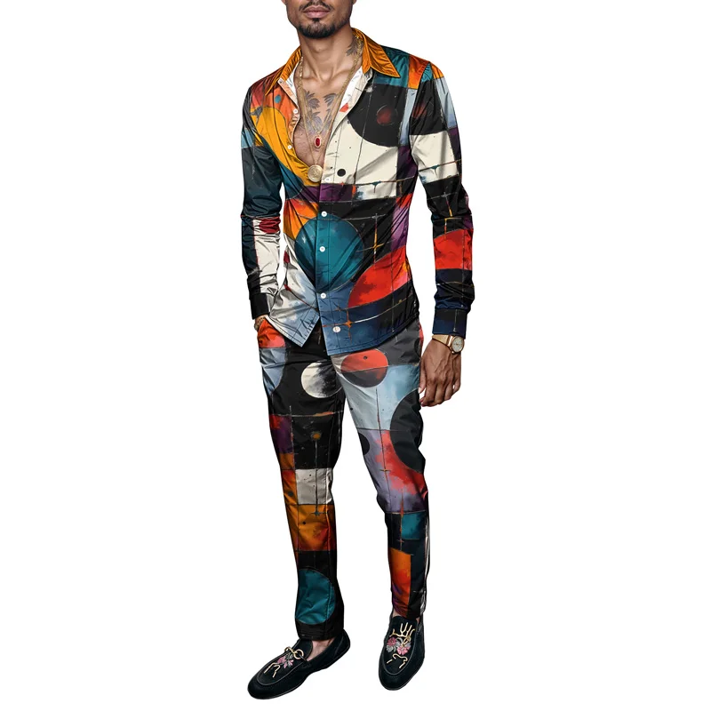 2025 New Style Spring Summer Men Shirt Set Brand Print Fashion Simple Two Piece Set Mens Luxury Lightweight Party Long Sleeves S_voghion.com
