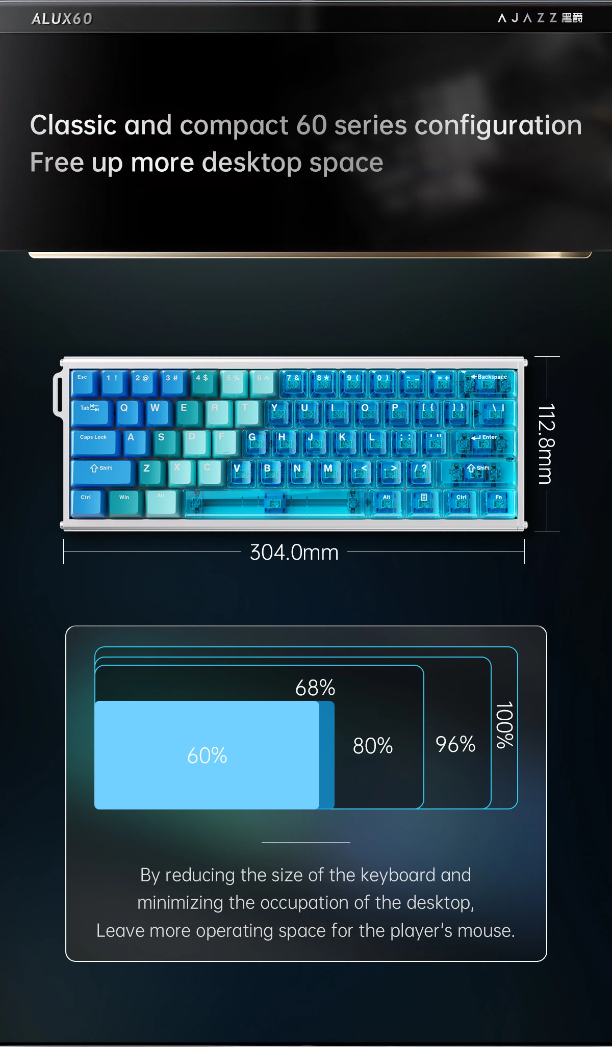 AJAZZ ALUX60 Rapid-Trigger Gaming-Tastatur mit Magnetischen Schaltern, Kabelgebundene Hall-Effekt-Tastatur, 8K Polling-Rate – Detail 12