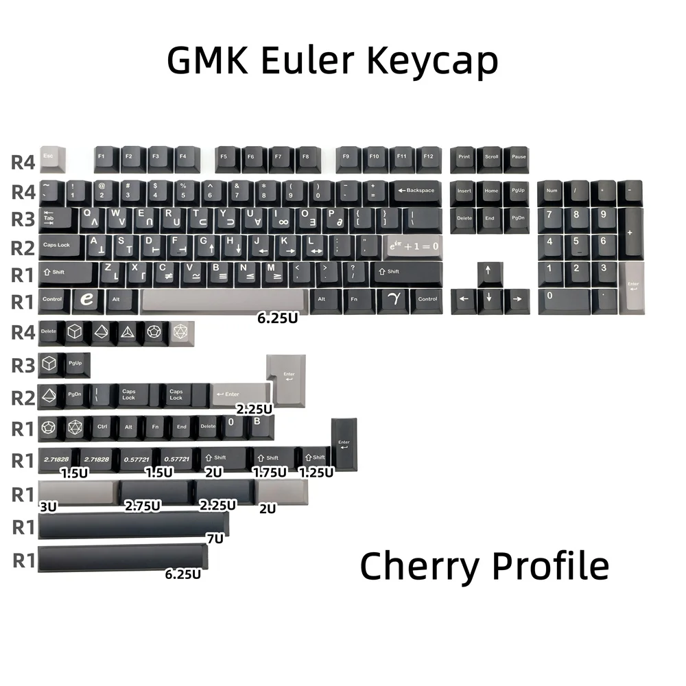

142 Keys/Set GMK Euler PBT Keycap Clone Black Cherry Profile DYE Subbed For GH60 GK61 68 75 84 87 96 104 108 Mechanical Keyboard