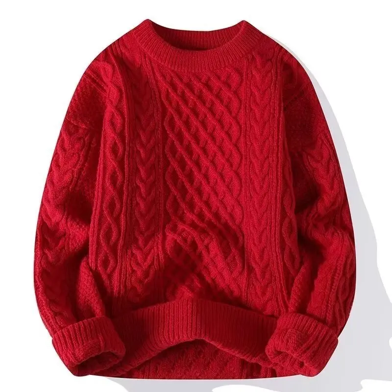 Red Unisex Christmas Knitwear Long Sleeve Pullover Sweater