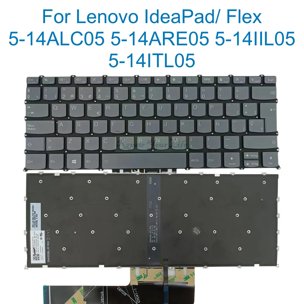 Teclado Retroiluminado para Laptop Lenovo Reino Unido Espanhol Pt-br Brasil Flex 514iil05 14are05 14alc05 14itl05 Ideapad 81x1 81x2 82hs Pr4sb - Imagem 5