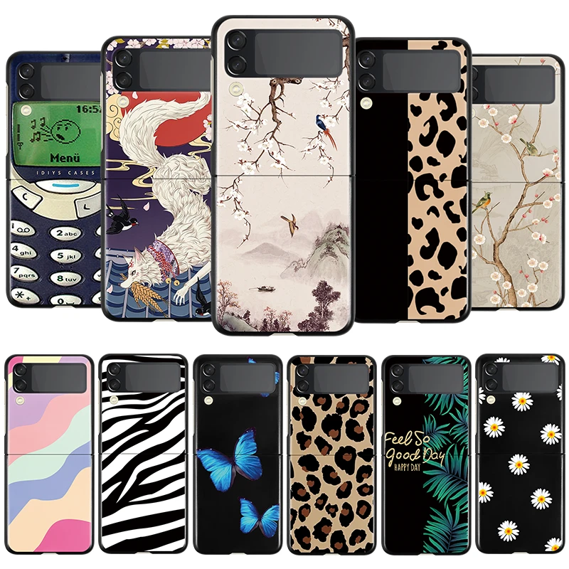 For Samsung Galaxy Z Flip 3 5G ZFlip3 Case Flower Fundas For Samsung GalaxyZFlip3 Flip3 ZFlip3 Retro Old Machine Cover Bumper samsung galaxy flip3 case