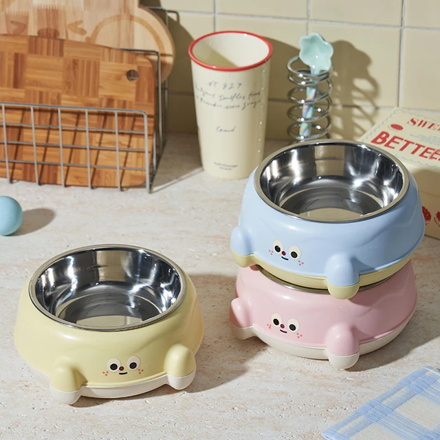 Cute pet bowl - Stainless steel inner bowl. Easy to clean. Equipped with a cute big eye design. Suitable for dogs and cats. 4