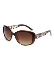 Chic Oval - Frame Women's Sunglasses with Unique Pattern Design (BROWN)