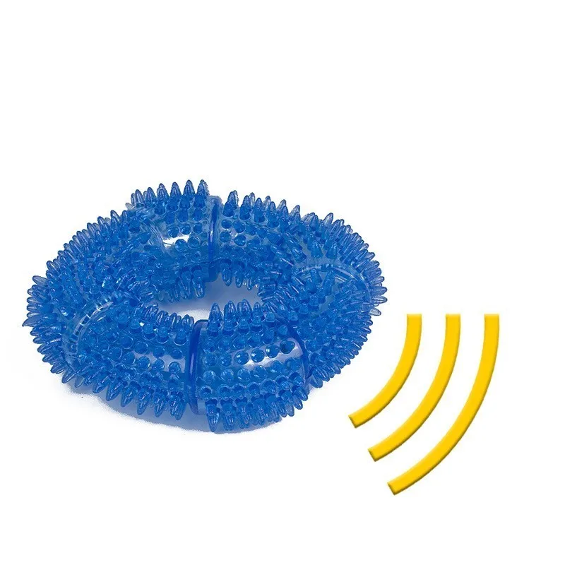 TPR Dog Squeaky Chew Toys For Aggressive Chewers Dental Teeth Mouth Cleaning Training Ring Toys 5.12 Inches Randomly Send 4
